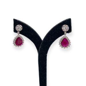Beautful Ruby and Diamond drop Earrings. Dangling earrings. Butterfly earrings