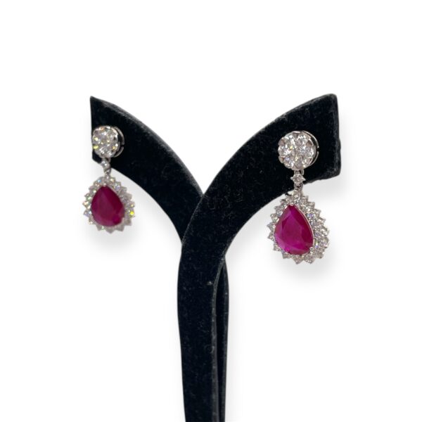 Beautful Ruby and Diamond drop Earrings. Dangling earrings. Butterfly earrings
