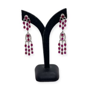 18K Gold Ruby and Diamond Earrings, Oval ruby
