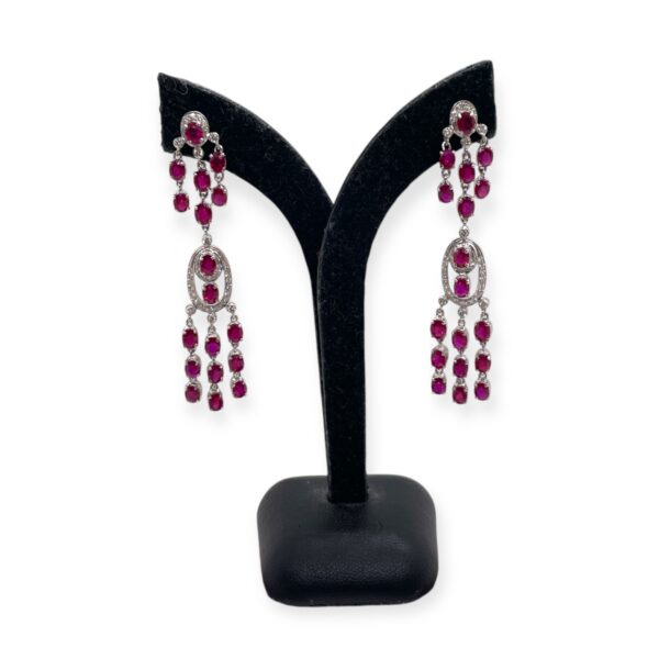 18K Gold Ruby and Diamond Earrings, Oval ruby