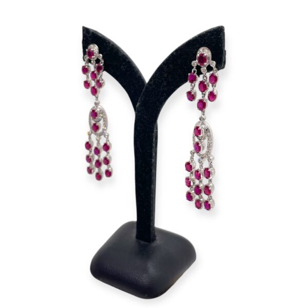 18K Gold Ruby and Diamond Earrings, Oval Ruby Earring