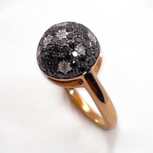 Black diamond ring in rose gold, Oms milano
