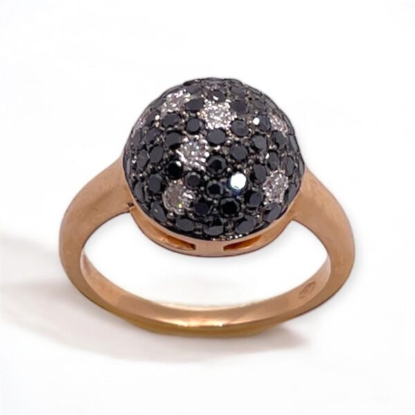 Black diamond ring in rose gold, Oms milano