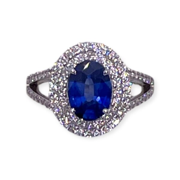 Blue sapphire and diamond ring in white gold, Harsh Khandelwal Jewellery, Oms milano