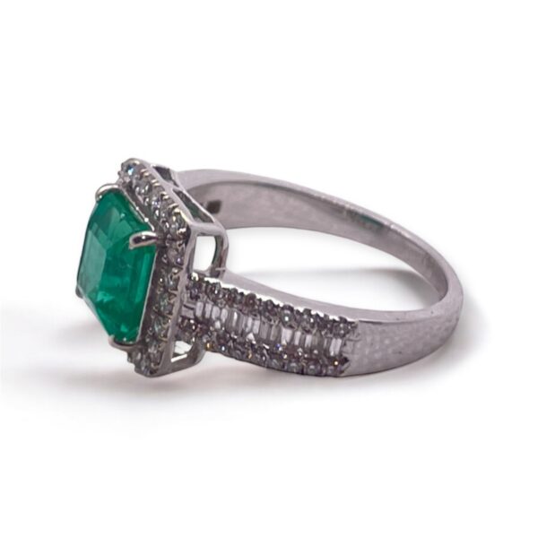 Square emerald and baguette diamond ring in gold, Multi diamond ring, Oms milano, Harsh Khandelwal Jewellery