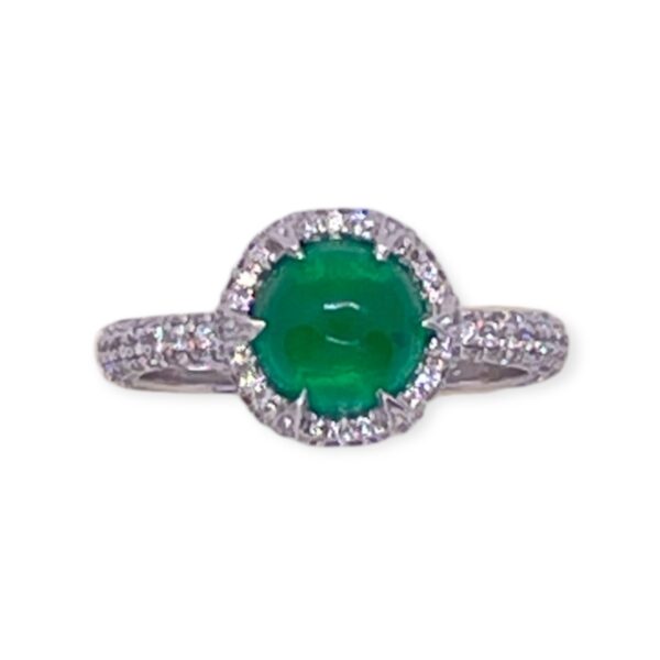 Emerald cabochon and diamond ring in gold, Harsh Khandelwal Jewellery, Oms milano