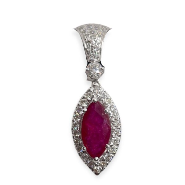 Marquise Ruby and Diamond Earrings in white gold, Harsh Khandelwal Jewellery, Oms milano