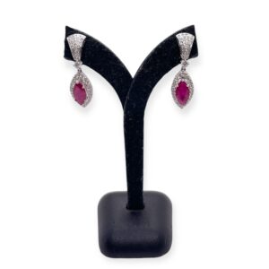 Marquise Ruby and Diamond Earrings in white gold, Harsh Khandelwal Jewellery, Oms milano
