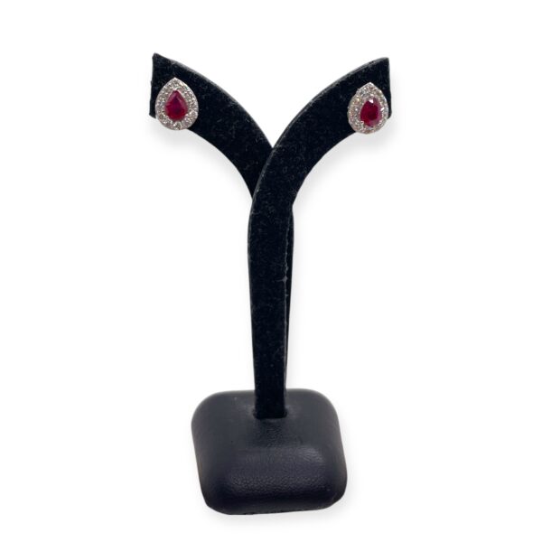 Pear Shape Ruby and diamond studs in white gold, Harsh Khandelwal Jewellery, Oms milano