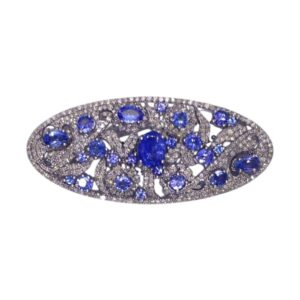 Classic Tanzanite and Diamonds Silver brooch | A13568