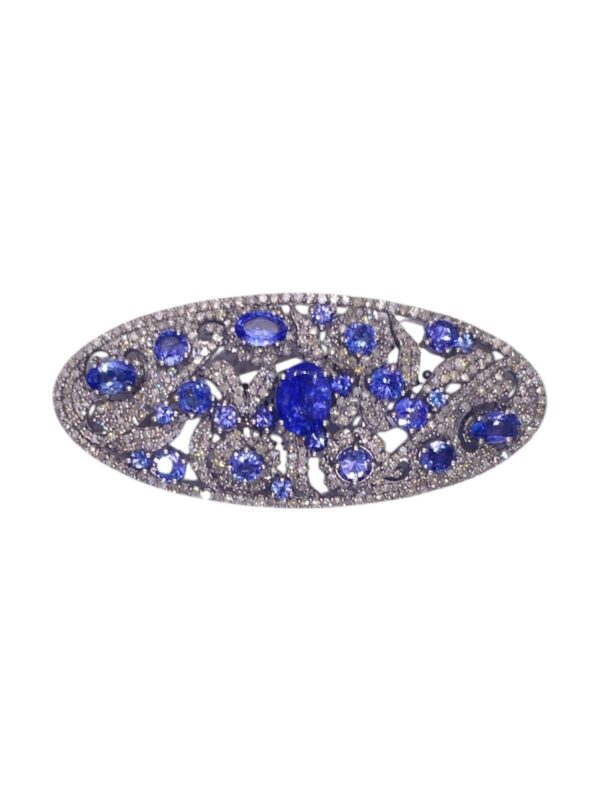 Classic Tanzanite and Diamonds Silver brooch | A13568