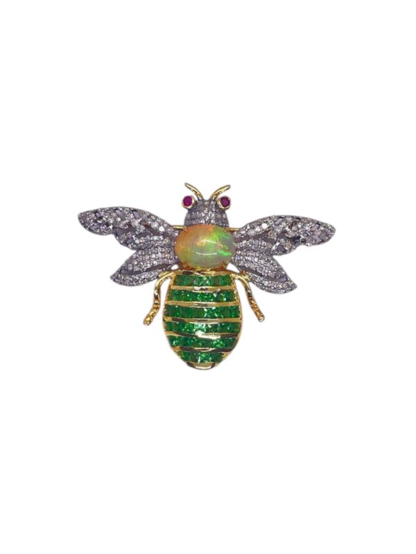 Opal, Diamonds and Colour stone Bee Brooch | Animal Jewellery | A13574