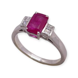 Octagon ruby and diamond ring in white gold, Oms milano, Harsh Khandelwal jewellery