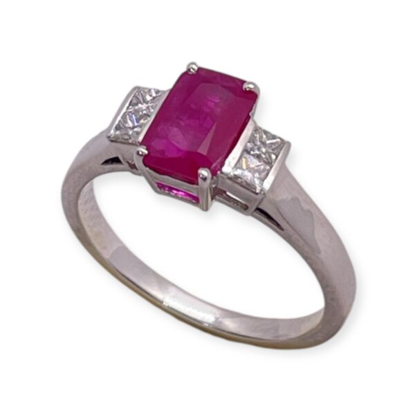 Octagon ruby and diamond ring in white gold, Oms milano, Harsh Khandelwal jewellery