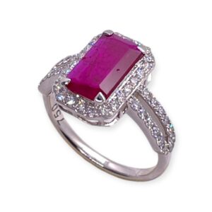 Ruby and diamond ring in white gold, Harsh Khandelwal Jewellery, Oms Milano