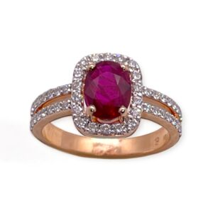 Ruby and Diamond ring in Rose gold, Oms milano, Harsh Khandelwal Jewellery, Double shank ring