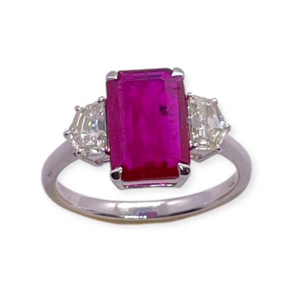 Ruby and fancy cut diamond ring in white gold, Oms milano, Harsh Khandelwal Jewellery