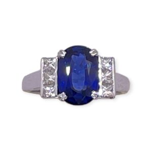 Blue Sapphire and diamond ring in white gold, Oms milano, Harsh Khandelwal Jewellery