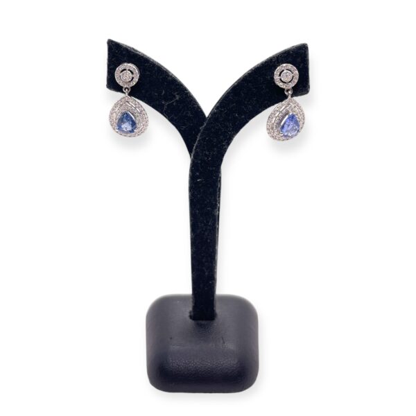 Sapphire drop earrings with diamonds and white gold, Sapphire earrings