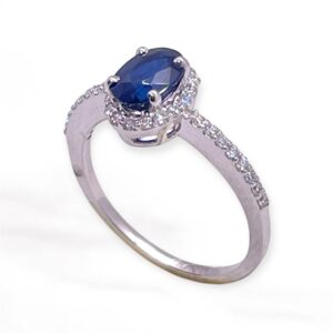 Minimal sapphire and diamond ring in 18Kt white gold, Oms milano, Harsh Khandelwal Jewellery, Small ring
